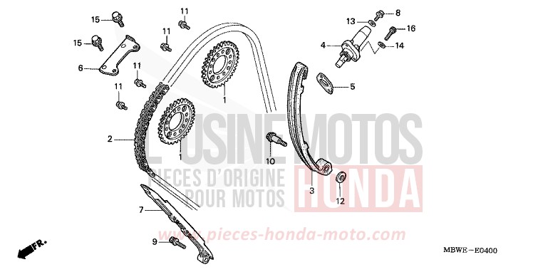 NOCKENWELLENKETTE/SPANNVORRICHTUNG von CBR600F VR Special PEARL FLASH YELLOW (Y163) von 2002